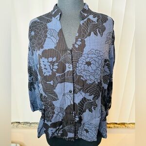 Tianello Navy Textured Knit Top 100% Bemberg Size Large